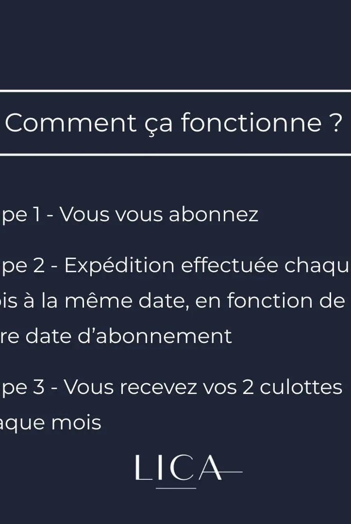 Abonnement L'Essentiel Mensuel LICA Wear, fonctionnement