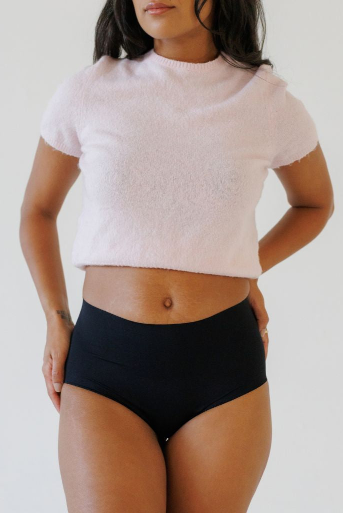 Bikini taille haute sans couture Noir Noble LICA Wear, vue de face