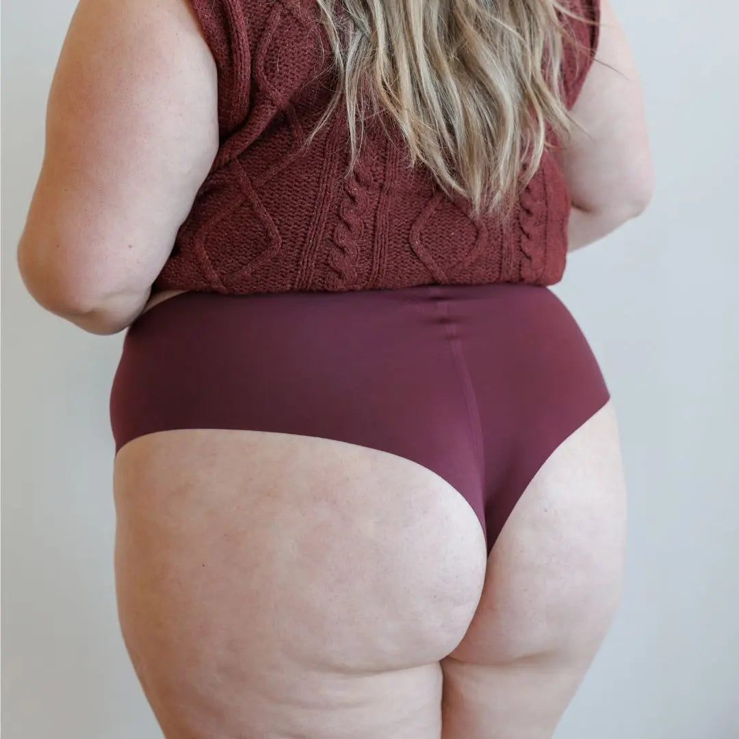 Tanga taille haute sans couture Wild Burgundy LICA Wear, grande taille