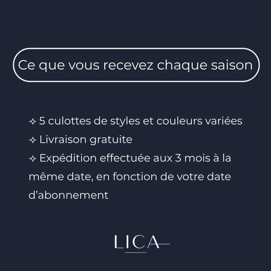 Abonnement L'Essentiel Saisonnier LICA Wear, ce que vous recevez
