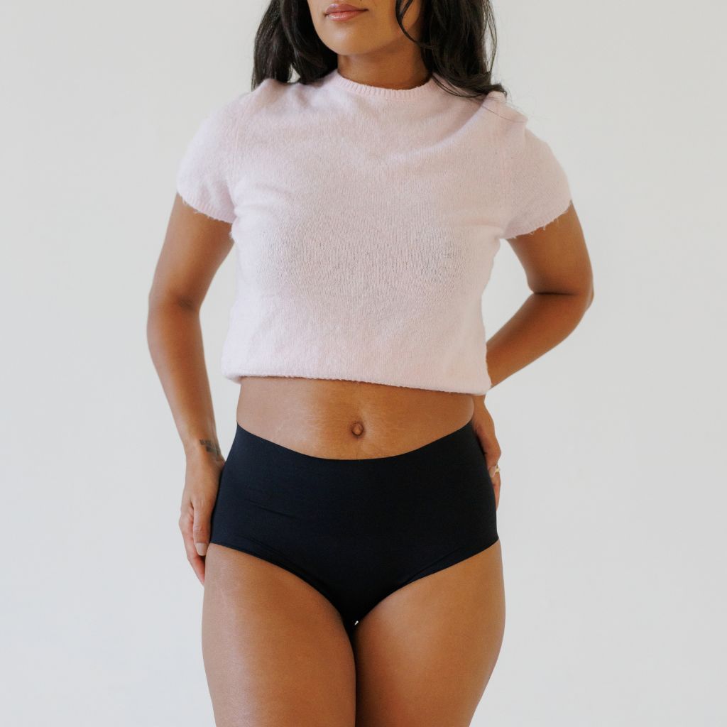 Bikini taille haute sans couture Noir Noble LICA Wear, vue de face
