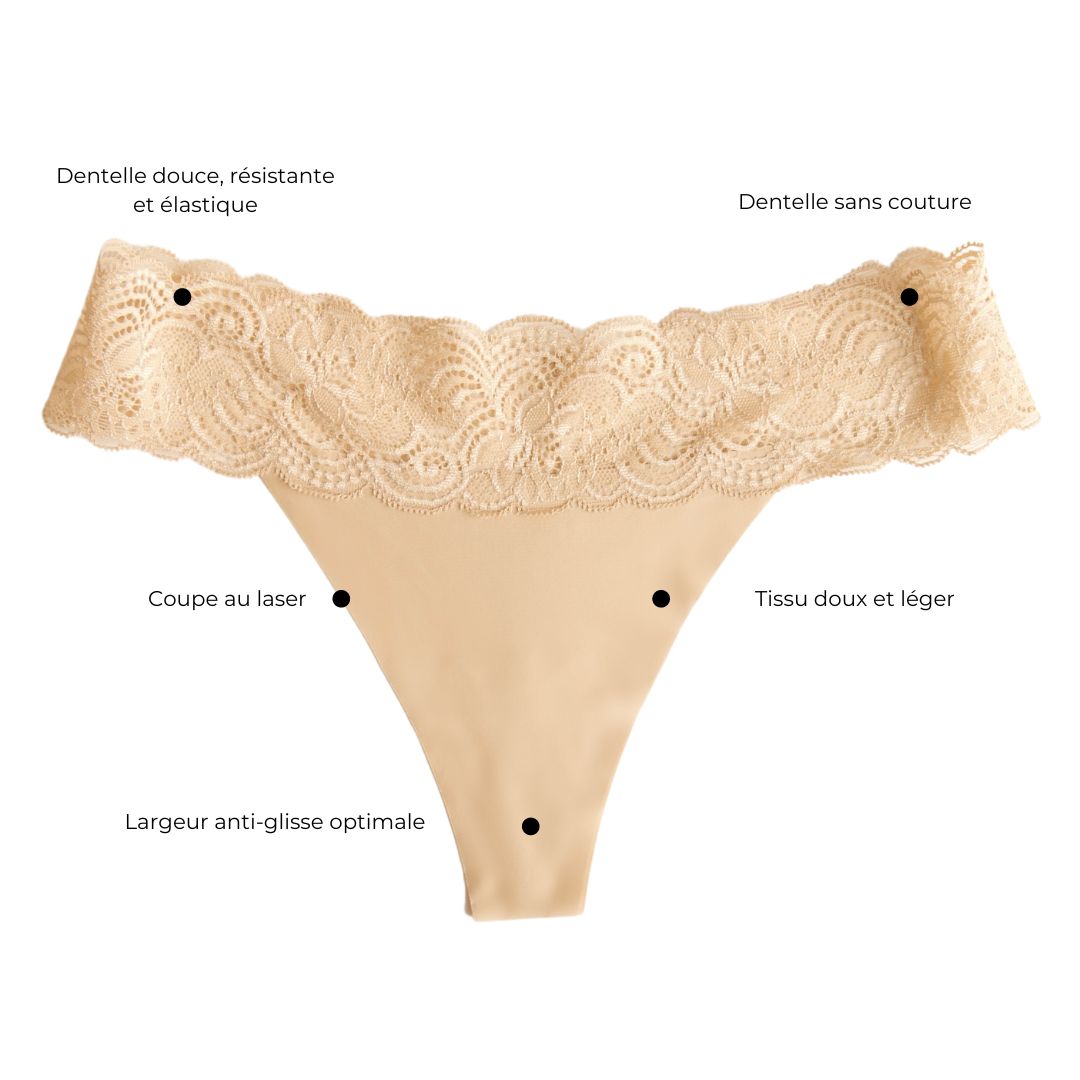 Tanga with lace Sandstone Beige