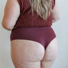 Tanga taille haute sans couture Wild Burgundy LICA Wear, grande taille